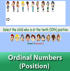 online math worksheets - Ordinal Numbers (Position Numbers)