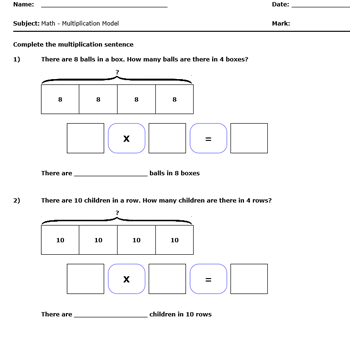 Multiplication using Model (Singapore math)