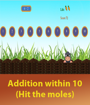 Learn Addition Within 10 By Hitting the mole