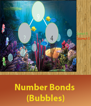 Math Game - number bonds within 10 (popping Bubbles in the fish tank) 