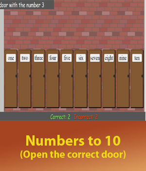Math Game - learn number to 10, open the correct dooe number