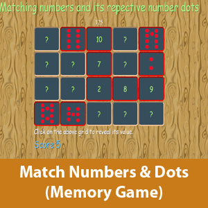 Math memory game- Matching the correct number with its number dots