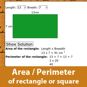 Area/ perimeter  of Rectangle / square